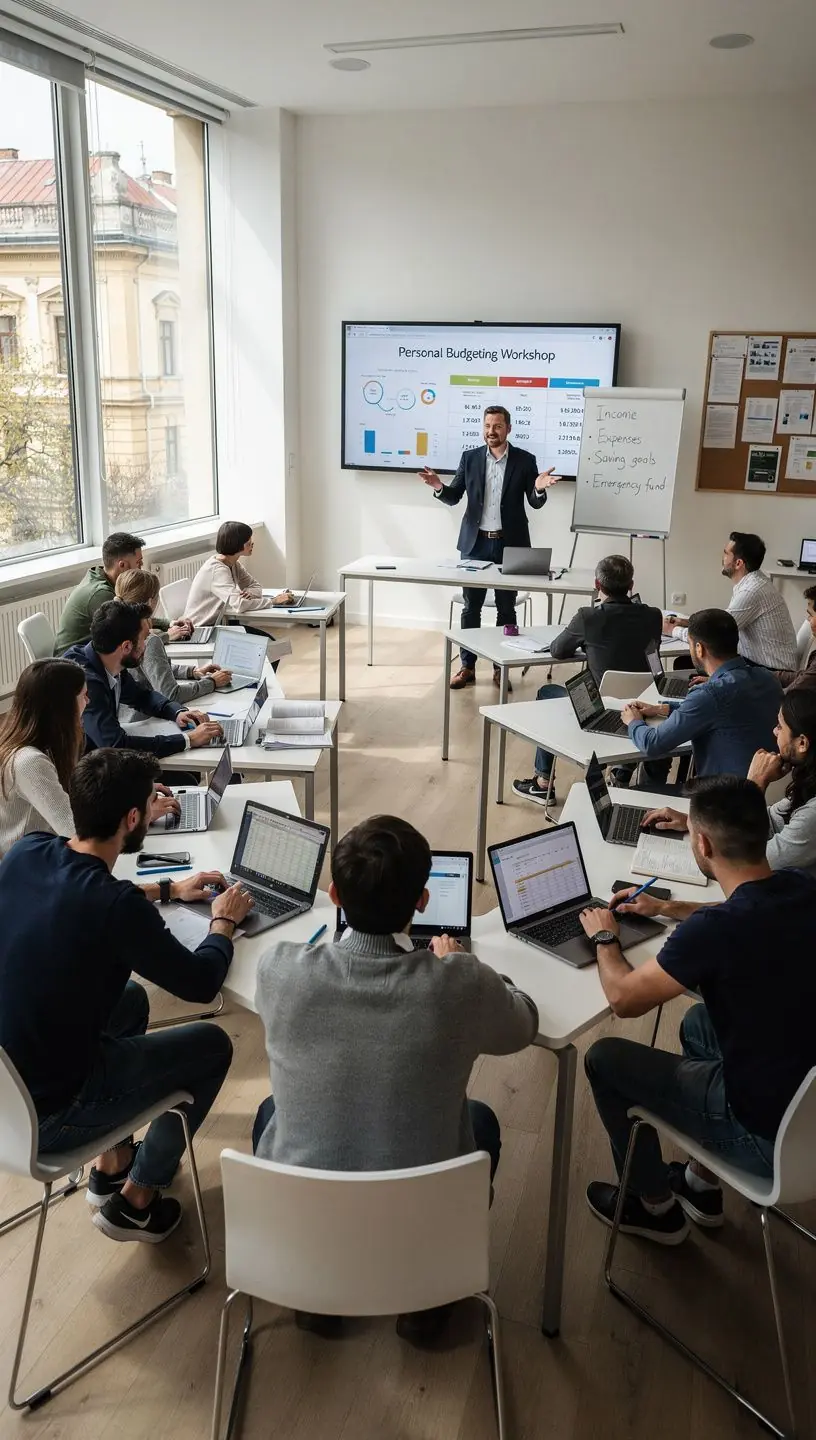 Családok közötti költségvetési megbeszélés egy otthoni környezetben.